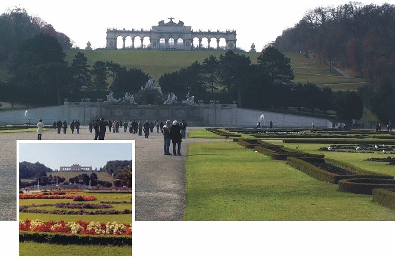 wien104.jpg - A Schönbrunni kert  őszi és a nyári képe.
